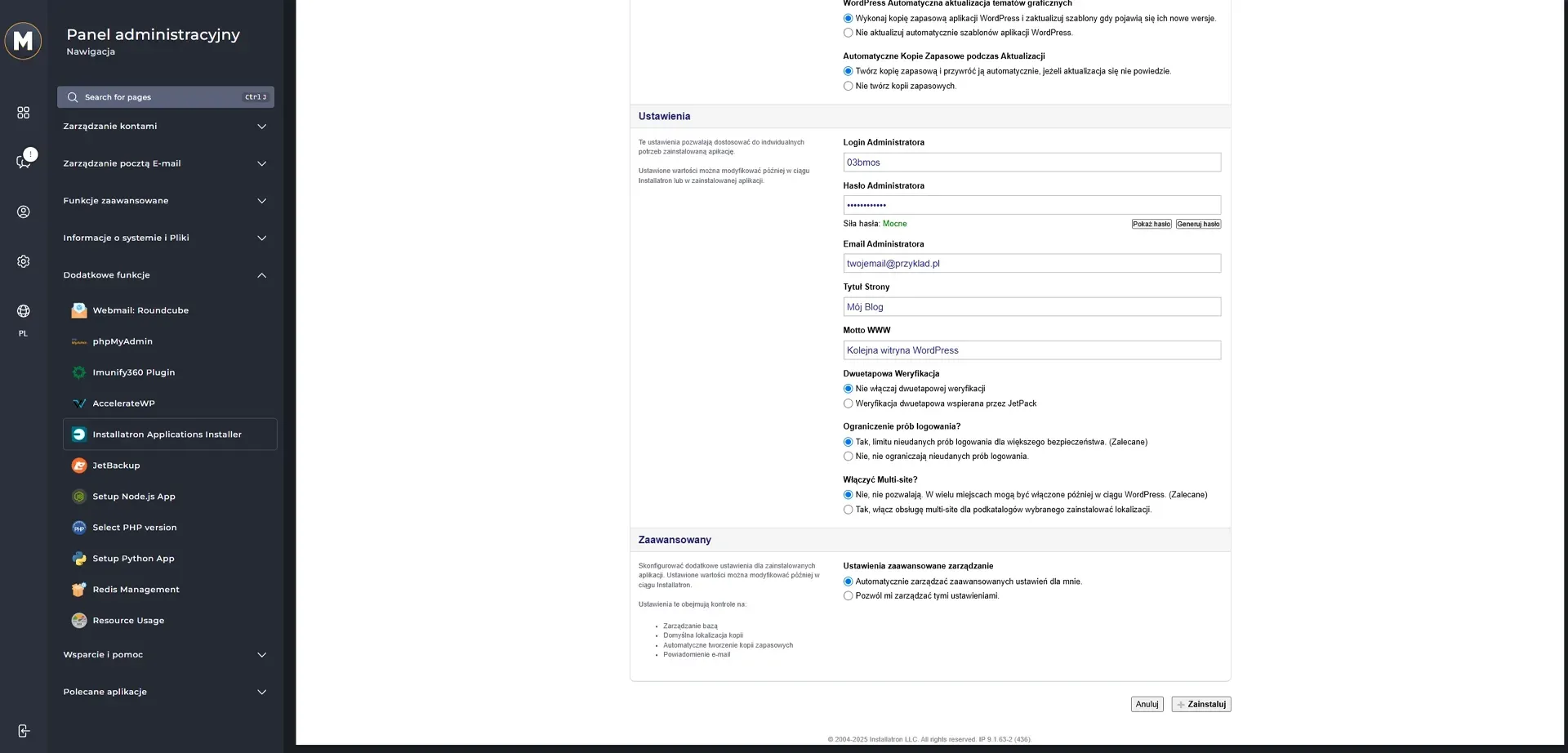 wordpress installation step 3